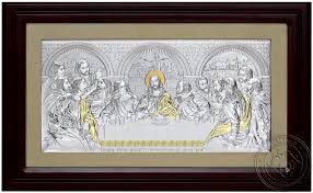 The Last Supper Silver Icon In Glass