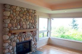 Colorful Seattle River Rock Fireplace