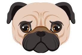 Pug Head Icon Cute Dog Face Symbol