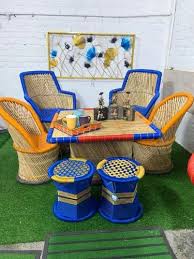 Bamboo Chair Table Set Furniture