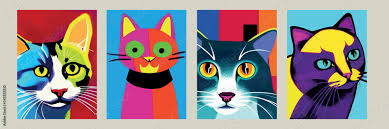 Colorful Cat Head Icon On Pop Art
