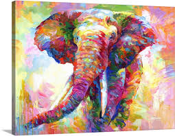 Colorful Elephant Wall Art Canvas