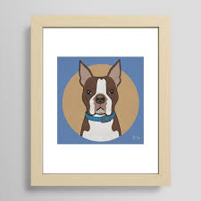 Brown Boston Terrier Art Poster Dog