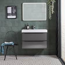 Wall Hung Vanity Unit Gloss Dark Clay