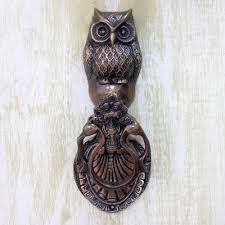 Copper Plated Brass Owl Door Knocker