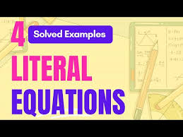 Algebra Lesson 2 Literal Equations