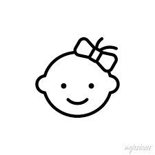 Baby Girl Icon Simple Line Outline