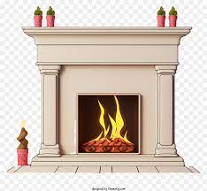 Fireplace Realistic Flame In White