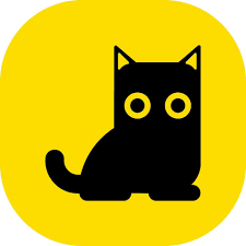 Black Cat Icon Flat Style Isolated On