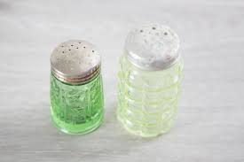 Vaseline Glass Salt And Pepper Shakers