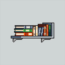 Pixel Art Ilration Bookshelf
