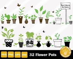 32 Flower Pots Svg Garden Erfly For