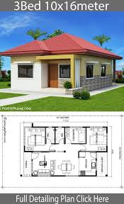 Home Design 10x16m With 3 Bedrooms