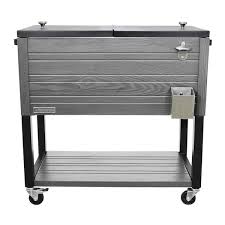 Portable Rolling Patio Cooler Gray