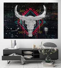 Abstract Skull Bull Canvas Wall Art