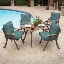 Arden Selections Plush Polyfill 20 X 21 In Outdoor Dining Chair Cushion Alana Blue Tile