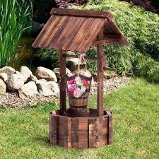 Wooden Wishing Well Outdoor Ornament