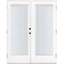 Mp Doors 60 In X 80 In Fiberglass Smooth White Left Hand Outswing Hinged Patio Door With Built In Blinds