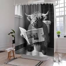 Gubiyu Farmhouse Highland Cow Shower