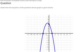 Equation Of A Quadratic Function Given