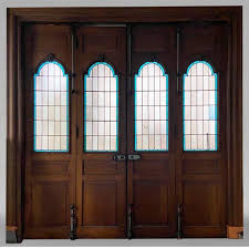 Quadruple Oak Door With Stained Glass