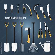 Set Of Gardening Farming Tools Icons