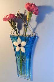 Sky Blue Fused Glass Bud Vase With