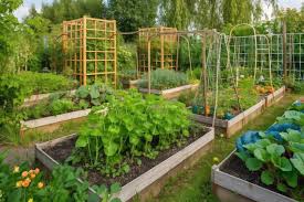 Vegetable Garden With Raised Beds And