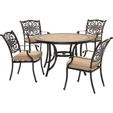Monaco 5 Piece Dining Set In Tan With 4