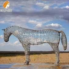 Modern Metal Wire Horse Sculpture