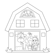 Vector Black And White Barn Icon With