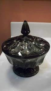 Vintage Black Glass Footed Candy Dish