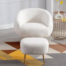 Urtr White Velvet Modern Accent Chair