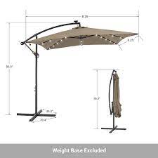 8 2 Ft X 8 2 Ft Patio Offset Cantilever Umbrella With Led Lights Rectangular Canopy Steel Pole And Ribs In Taupe