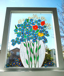 Forget Me Not 11x9 Glass Painting