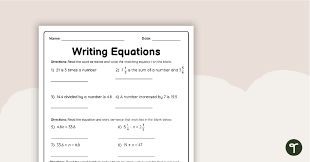 Writing Equations Worksheet Teach