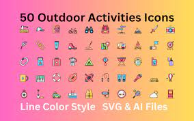 Outdoor Activities Icon Set 50 Line