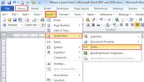 Insert Field In Microsoft Word 2007