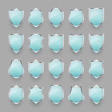 Set Of Vintage Glass 3d Shield Icons