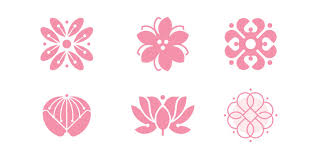 Flower Icon Set Japanese Style Logo