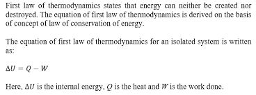 The First Law Of Thermodynamics States