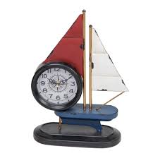 Hometime Mantel Clock Sailing Boat Red