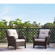 Ina Brown Wicker Patio Outdoor Chair With Beige Cushions 2 Pack