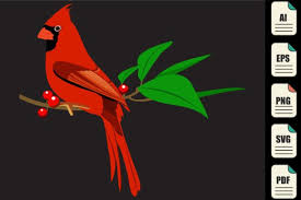 Northern Cardinal Bird Svg Vector Art