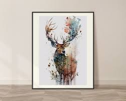 Deer Watercolor Art Print Deer And