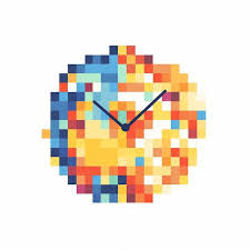 Pixel Clock Icon Design On White Background