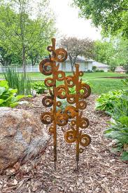 Abstract Metal Yard Decor Hollyhock