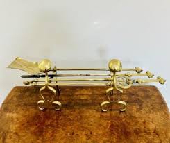 Antique Victorian Brass Andirons And