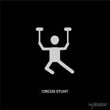 White Circus Stunt Vector Icon On Black