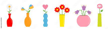 Flower In Vase Set Cute Colorful Icon